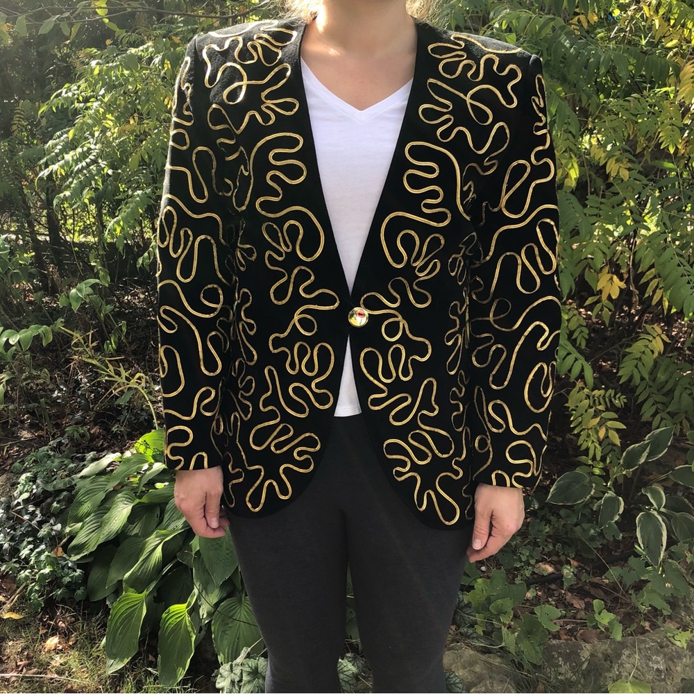Vintage Danier Suede jacket with gold braid trim